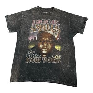 Biggie Smalls King of New York Brooklyn Mint Men's TShirt Medium Gray Acid wash